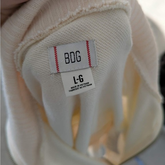 BDG Urban Outfitters Cream Ribbed Zip Up Sweater Y2K Cropped Top Size Large - Picture 6 of 8